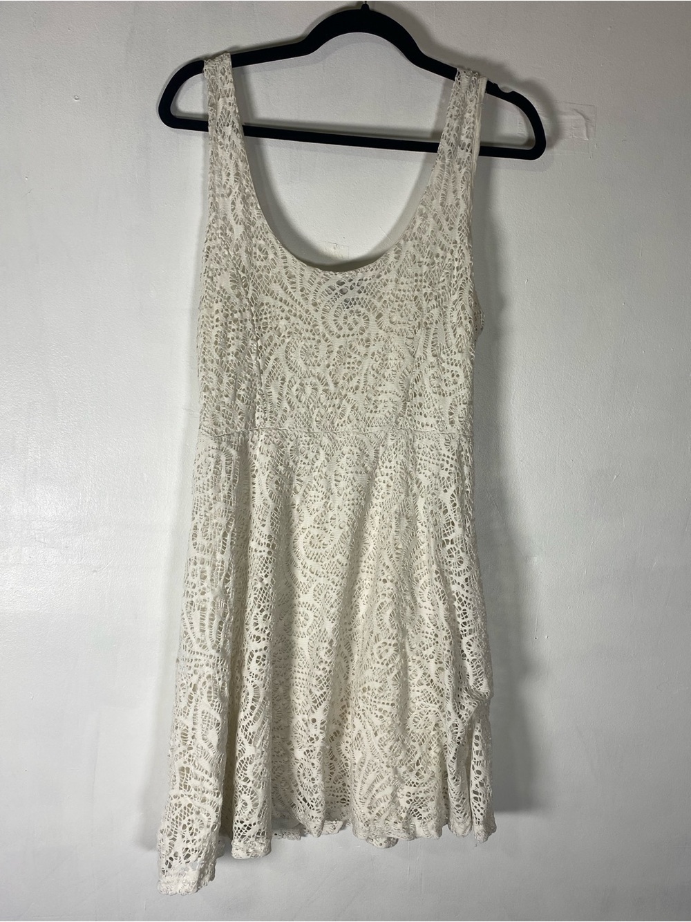 White Eyelet Mini Sundress Scoop Neck Coquette Cottagecore Y2K Summer Dress M - Picture 5 of 5